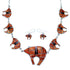 Genuine Sterling Silver Southwest Bear Multicolor Necklace And Earrings Set PX37336